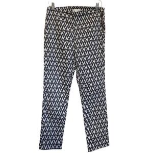 H&M High Waisted Ankle Crop Pants Side Zip Abstract Print Grey Stretch 10‎